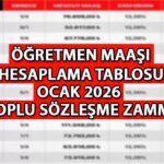 ÖĞRETMEN MAAŞI 2026 OCAK HESAPLAMA TABLOSU || Yeni yılda öğretmen ve uzman öğretmen maaşı ne kadar olacak? Toplu sözleşme zammı ile en düşük ve en yüksek öğretmen maaşı kaç TL’ye çıkacak?